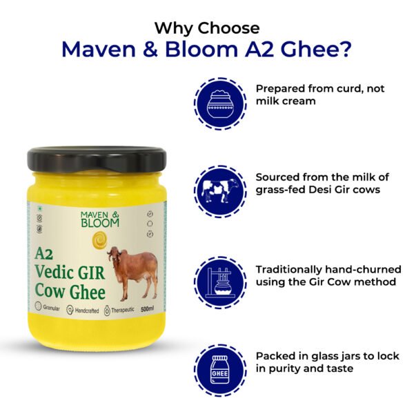 500ml A2 Ghee from Vedic Gir Cow | Traditional Bilona Method